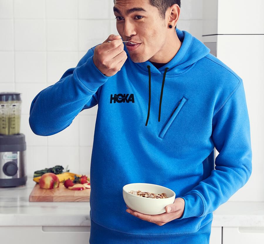 Hoka One One Mens Hoodie - Performance - Blue - VFKN51928